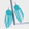 Hot sale boho style seed bead long tassel earrings handmade dream catcher earrings long dangle drop earrings
