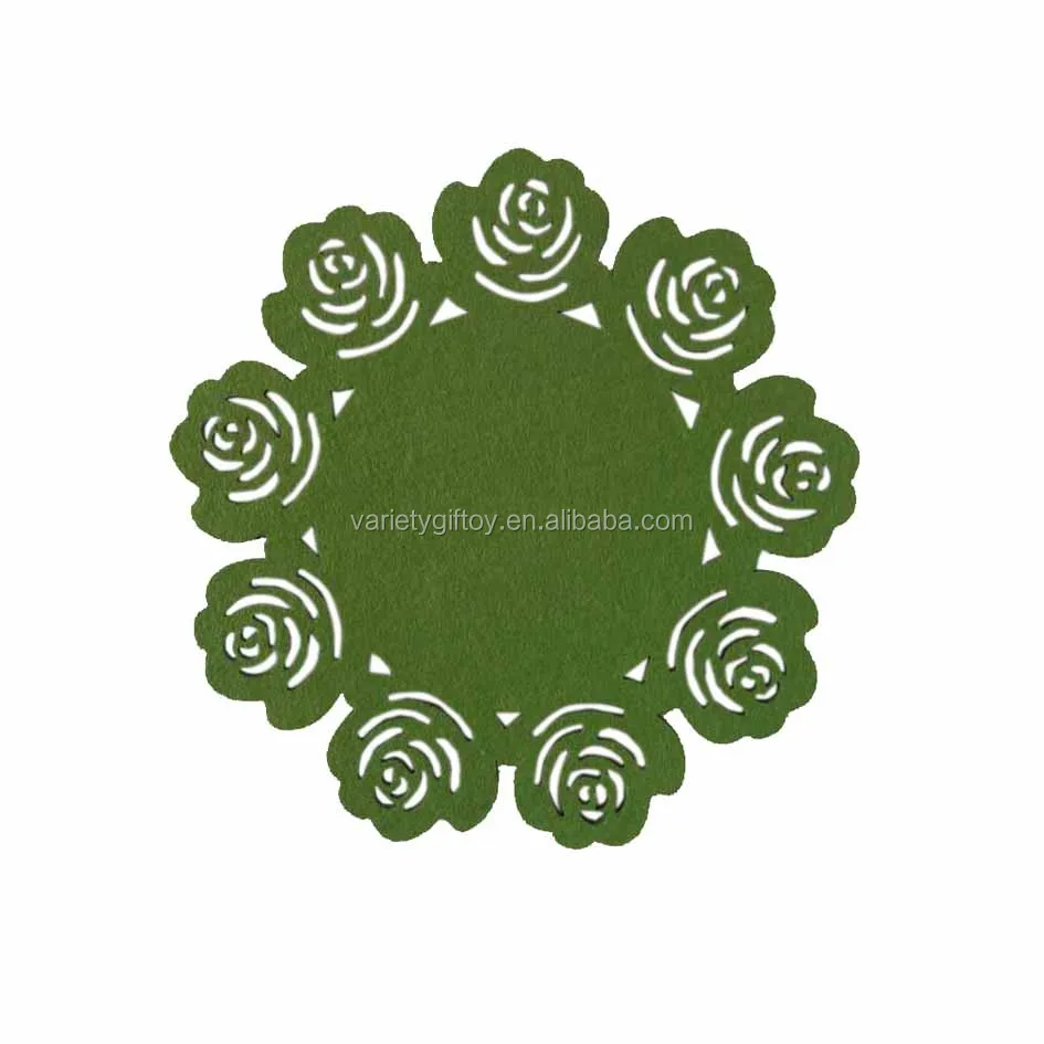 Ecofriendly 100 Polyester Laser Cut Rose Flower Design Felt Christmas