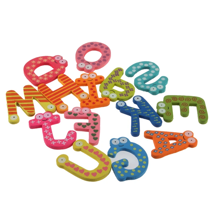 Fridge Wooden Magnet Baby Children Toy A-Z ABC Educational Alphabet 26 Letter AZ 