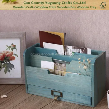 Country Rustic Desk File Letter Organizer Mail Holder With Storage