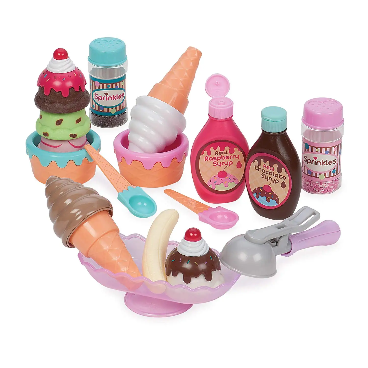 Play Circle by Battat – Sweet Treats Ice Cream Parlour – 21-piece Pretend Ice Cream Set Kids – Pretend Play Food Sets Toddlers Age 3 Years Up