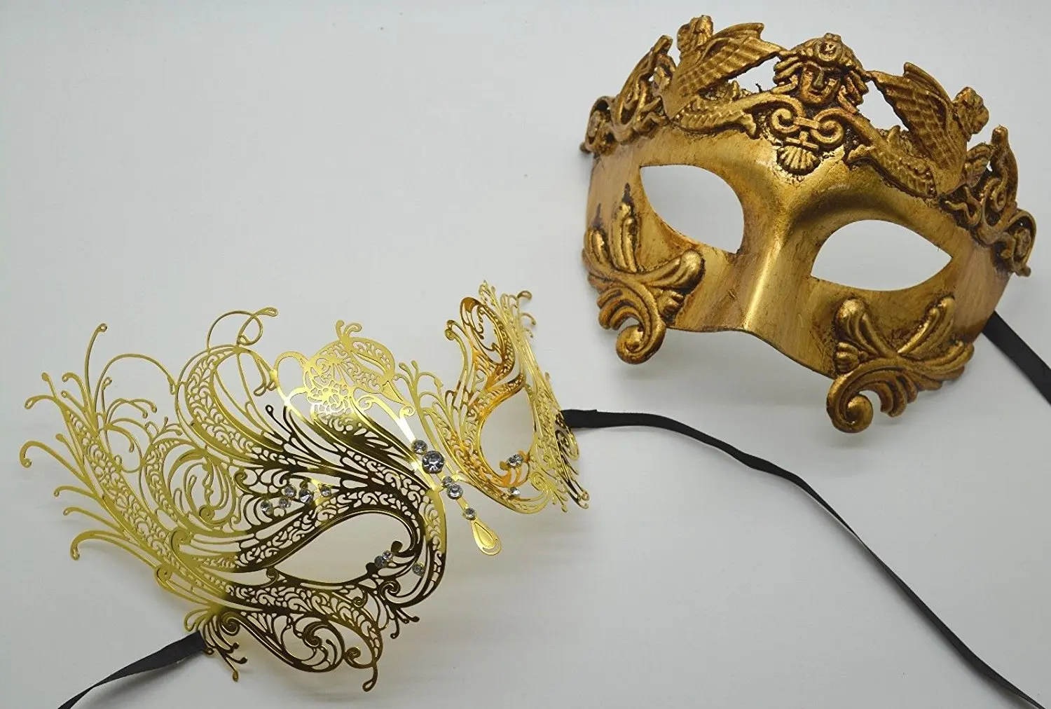 Roman Greek God Goddess Set - His & Hers Sexy Masquerade Masks Antique Gold