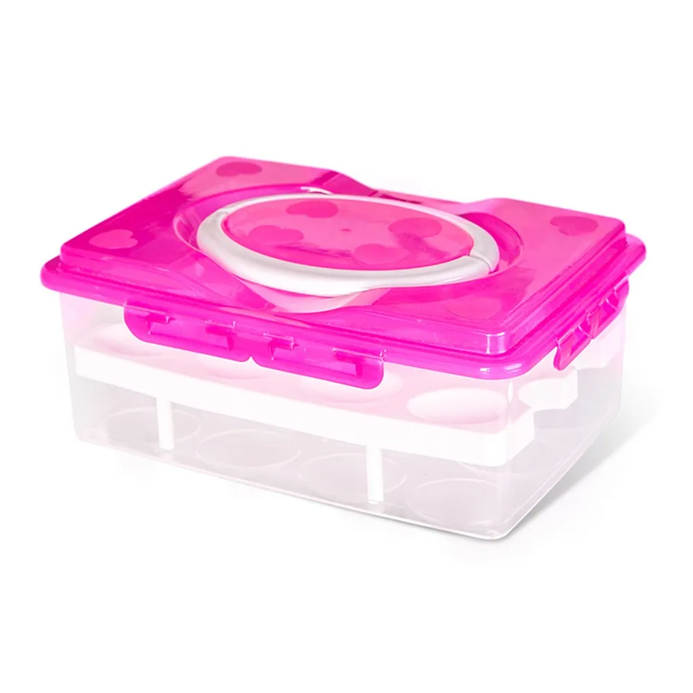 Hotsale Double-deck Plastic Egg Tray Box With Handle