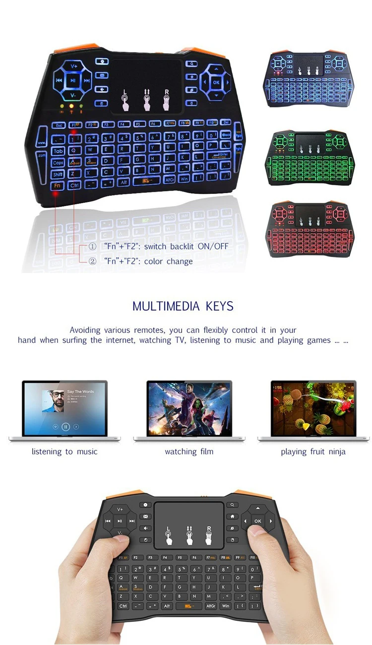 Latest industrial oem custom notebook pc computer accessories slim smart 2.4g wireless mini usb touchpad keyboard