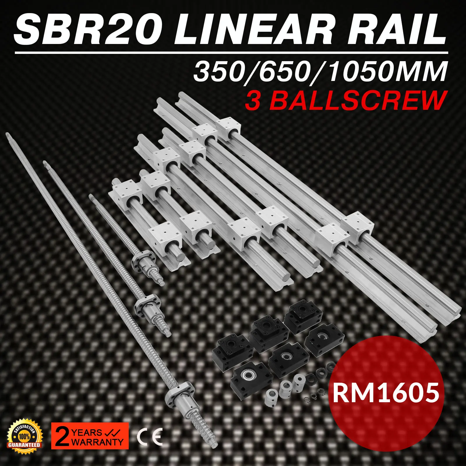 SBR20 Linearführung Welle CNC SFU/RM1605 Kugelumlaufspindel ball screw BK/BF12 