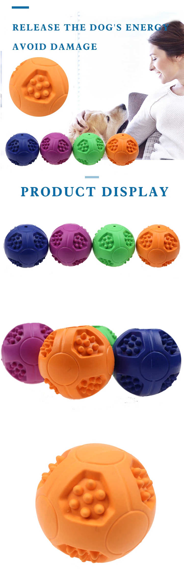Indestructible Durable Treat Dispensing Training Treat Outdoor Pet Dog Toy Chew Ball Durable Pet Interactive Dog Toothbrush Toy