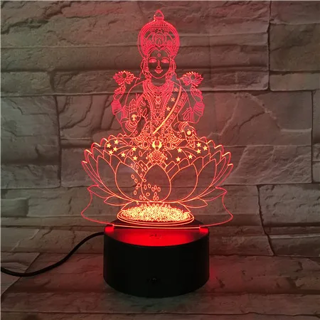 Buddha 3D Night Light 3D Light Bedside Lamp Battery and USB Operated