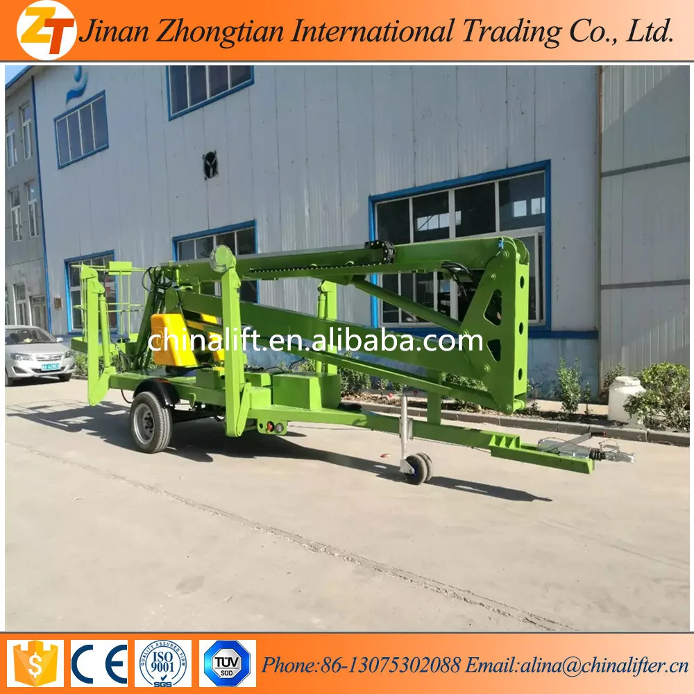 12 M Trailer Articulated Boom Lift Telescopic Towable Boom Lift Tables