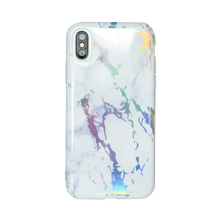 Stamping Silver Chrome Granite Phone Case for iPhone Xs Max Xr , for iPhone X Case Marble