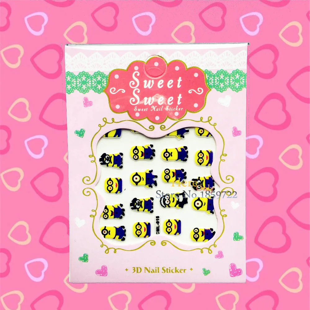 1PC Hot Sale Cute Minions Man Designs Nail Stickers Child Xmas Gifts Nail Decals HCML 015