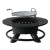 Kingjoy outdoor wood burning deeper fire bowl pit with BBQ grill