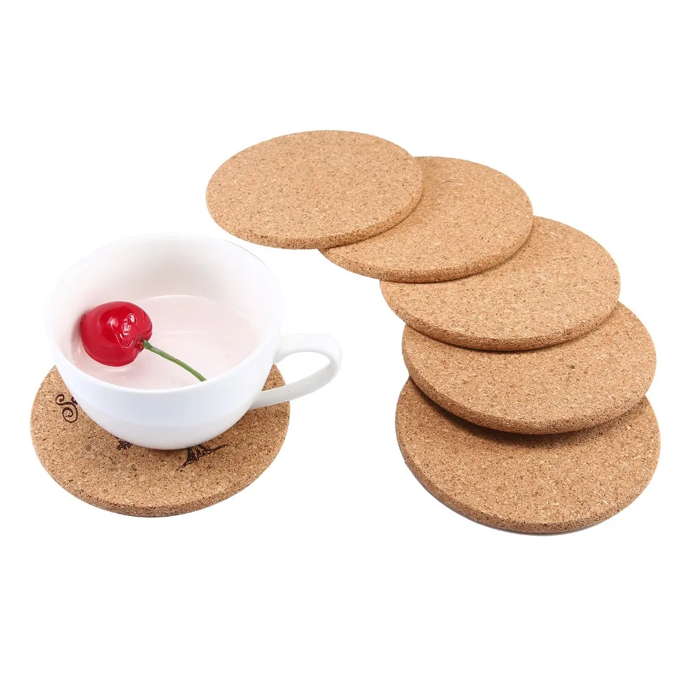 4Pcs Cup Mat Round Tea Coffee Coasters Hot Wine Tablemats Drink Cork Placemats