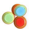 Haonai rainbow hand painting ceramic flat fruit dinner plate