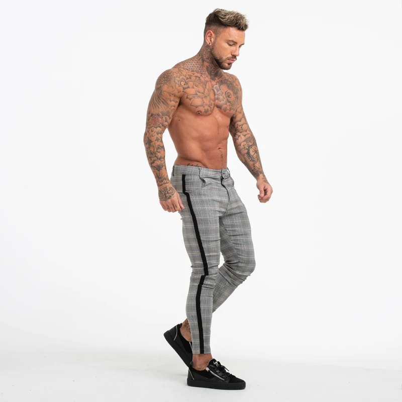 mens check trousers skinny