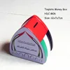 Triangular shape tin box money saving tin can