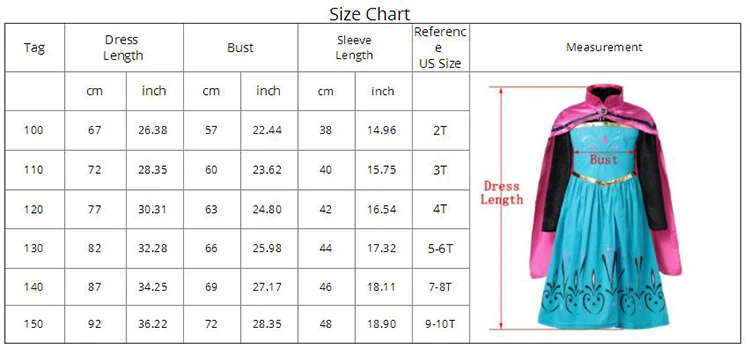 Elsa Coronation Dress Up Clothes Girl Snow Queen Flower Embroidery Cotton Anna Princess Party ...