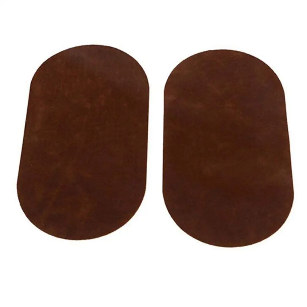 Two Large Sew-On Natural Suede Elbow Patches 4.75 in x 6.5 in Antique Grey