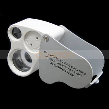 30x 60x Dual Lens Led Illuminated Jewelry Magnifier Pocket