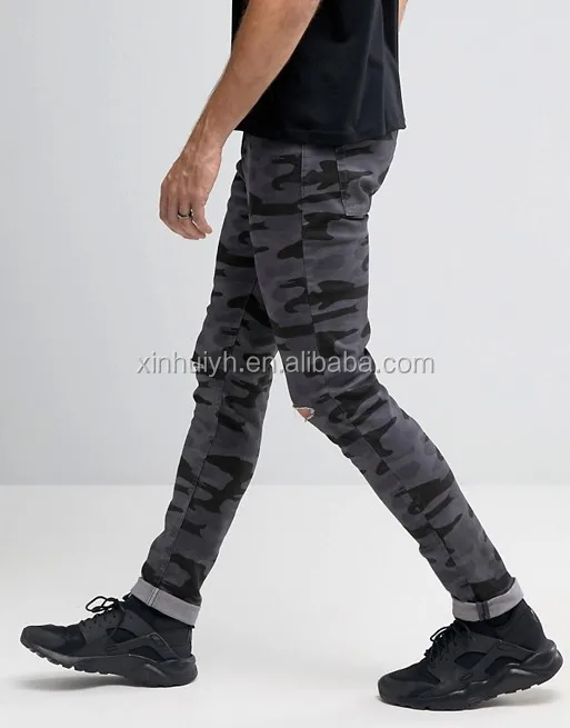 mens camo denim jeans