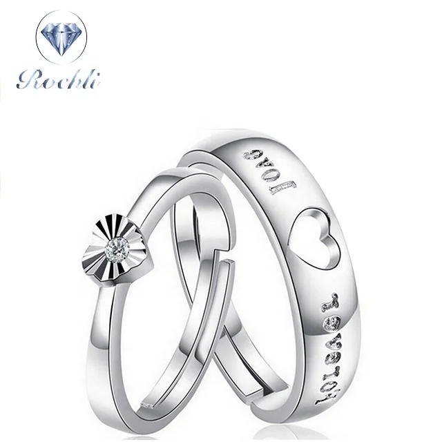 Wholesale Fashion Jewelry Women Ladies Silver Crystal Wedding Couple Rings Wedding Ring