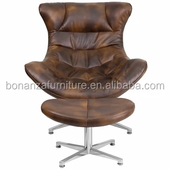 CH-005#made in china stainless steel five star legs office lounge chair with footrest for fat people