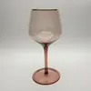 wholesale personalized gold rimmed wine glasses with short stem