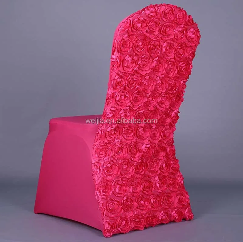Weljia Spandex Stretch Chair Cover With Satin Rosette Embroidery For