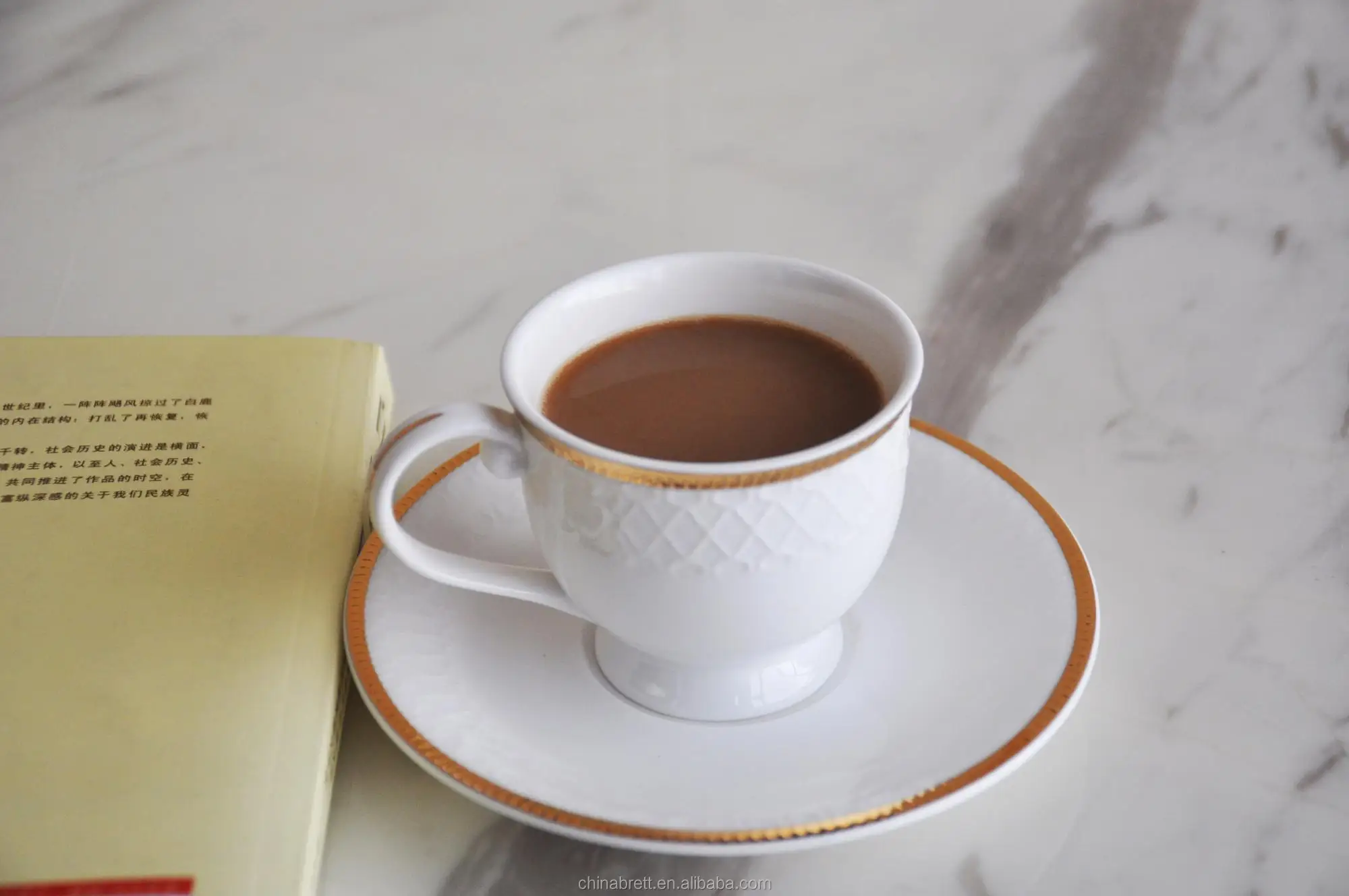 Italian Antique Gold Rim Coffee Cup And Saucer Set Ceramic