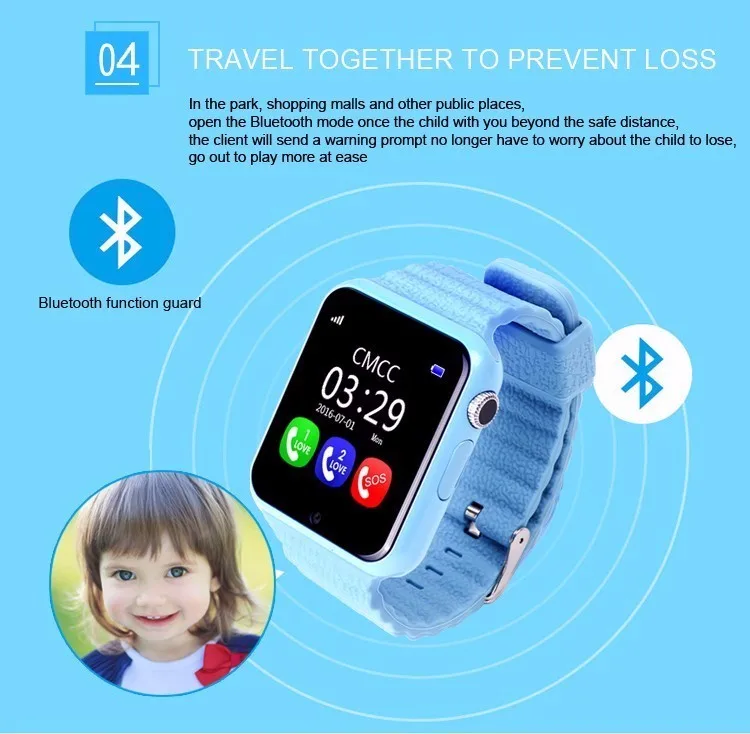 Children V7K Smat Watch MTK2503 GPS Touch Screen Google Map SOS Button Watch For Child GPS Locator Watch