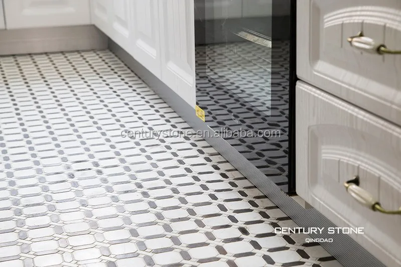 Keuken kamer mozaïeken ontwerp marmeren tegels gepolijst zwart en ...