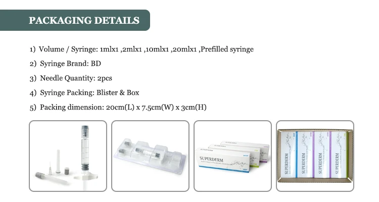 hyaluronic acid injectable filler packing