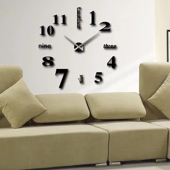 Decorazione della casa! specchio grande numero di design orologio da ... Decorazione di casa
