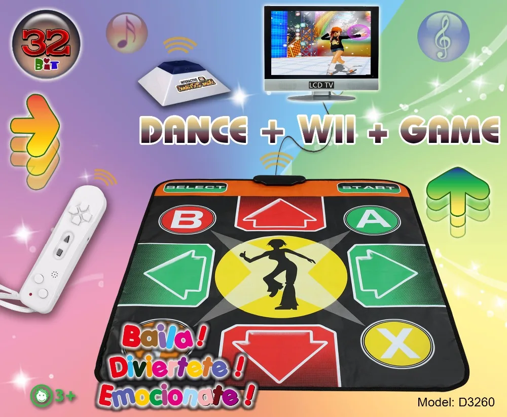 
32 Bit Wireless Dance Pad For Wii TV Single Dance Mat With Real Singing Songs 