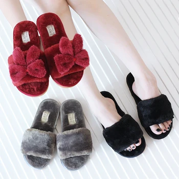 latest girls new models plush slippers 