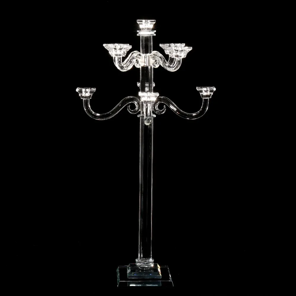 Mhtz042 Clear Crystal Long Stem Candle Holder Crystal Centerpieces