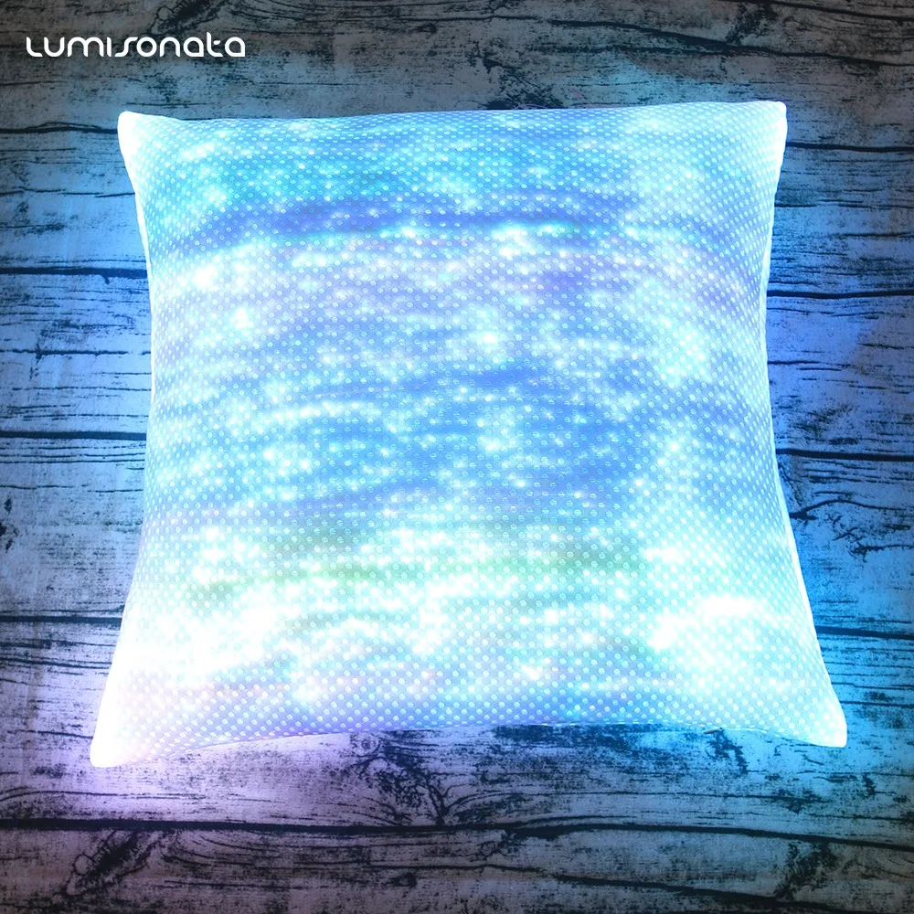 Squareshape Fiber Optic Pillow Case Led Light Up Pillow Cover Luminous