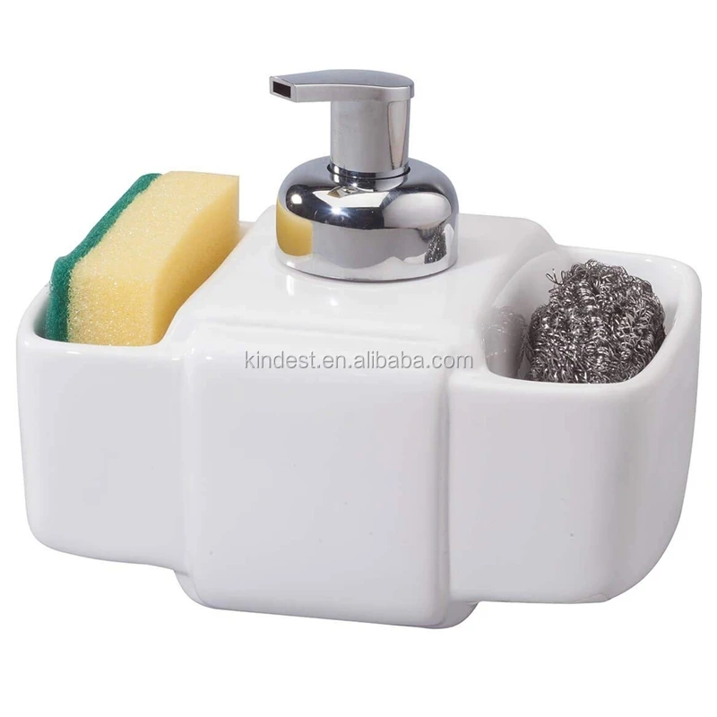 Customized Ceramic Kitchen Soap Dispenser With Sponge Holder Cheap