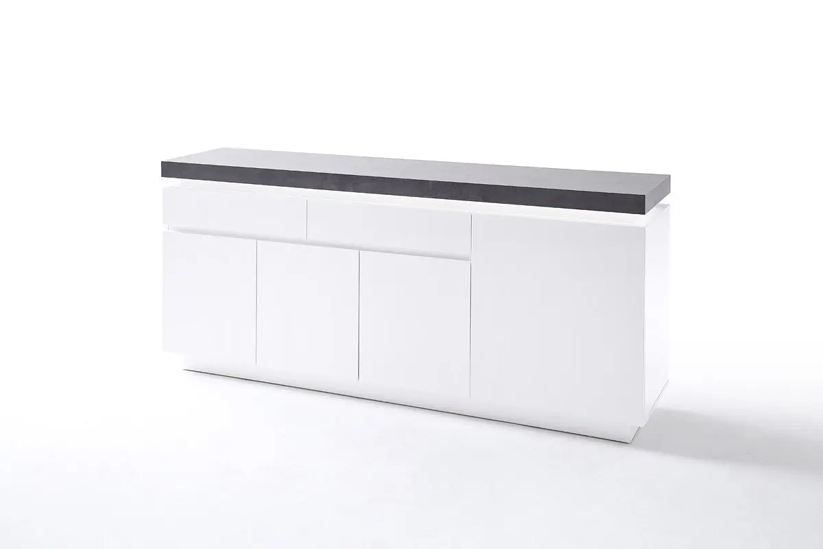 ATLAN 48674WB white chest of drawers - white matte varnish - long 4 drawers dresser