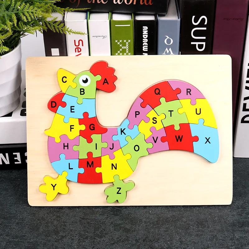 Wooden Letter Puzzle Board Diy Wood Educational Jigsaw Alphabet Abc
