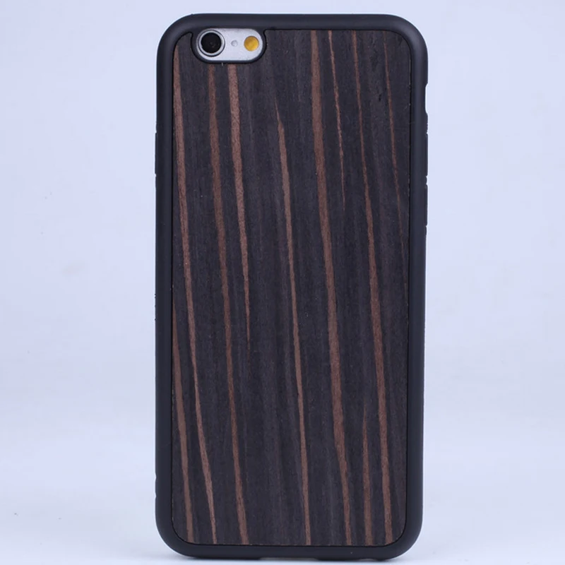 Real Wood + TPU Cover for Iphone 6 / 7 / 8 Plus Back Hard Wooden case