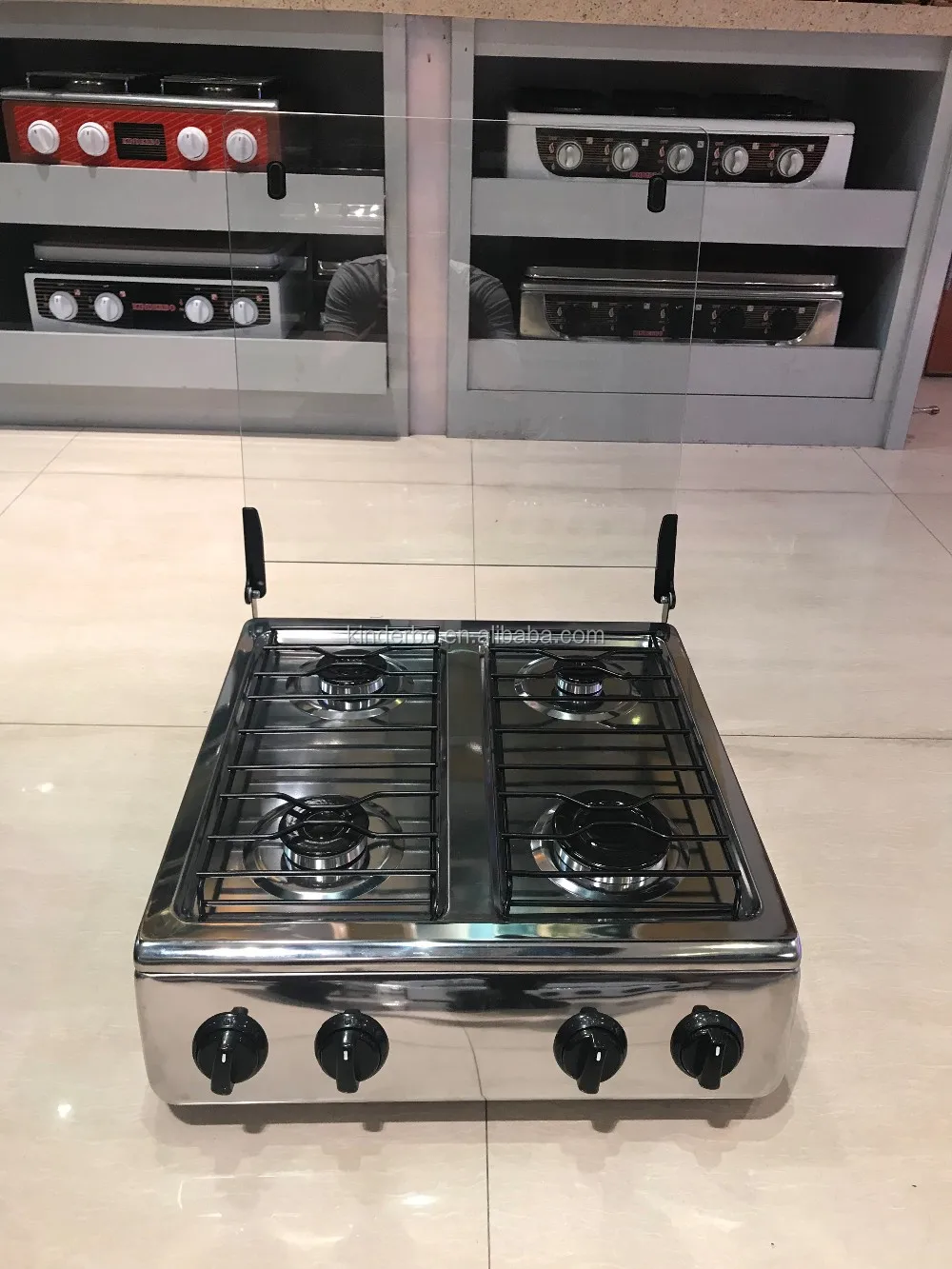 Stainless Steel Sabaf Burner Gas Stove With Glass Cover Buy Sabaf