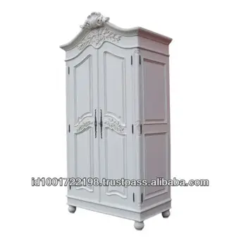 French Style Armoire Two Door Mahogany Wood Carved Solid