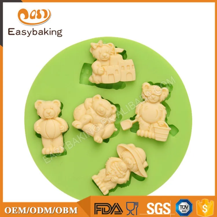 ES-0014 3D lovely little bear shape silicone fondant cake decoration mold