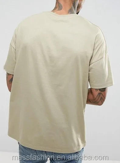 Hip Hop Blank T Shirts Drop Shoulder Mens Boxy Tee Shirt In Beige - Buy ...