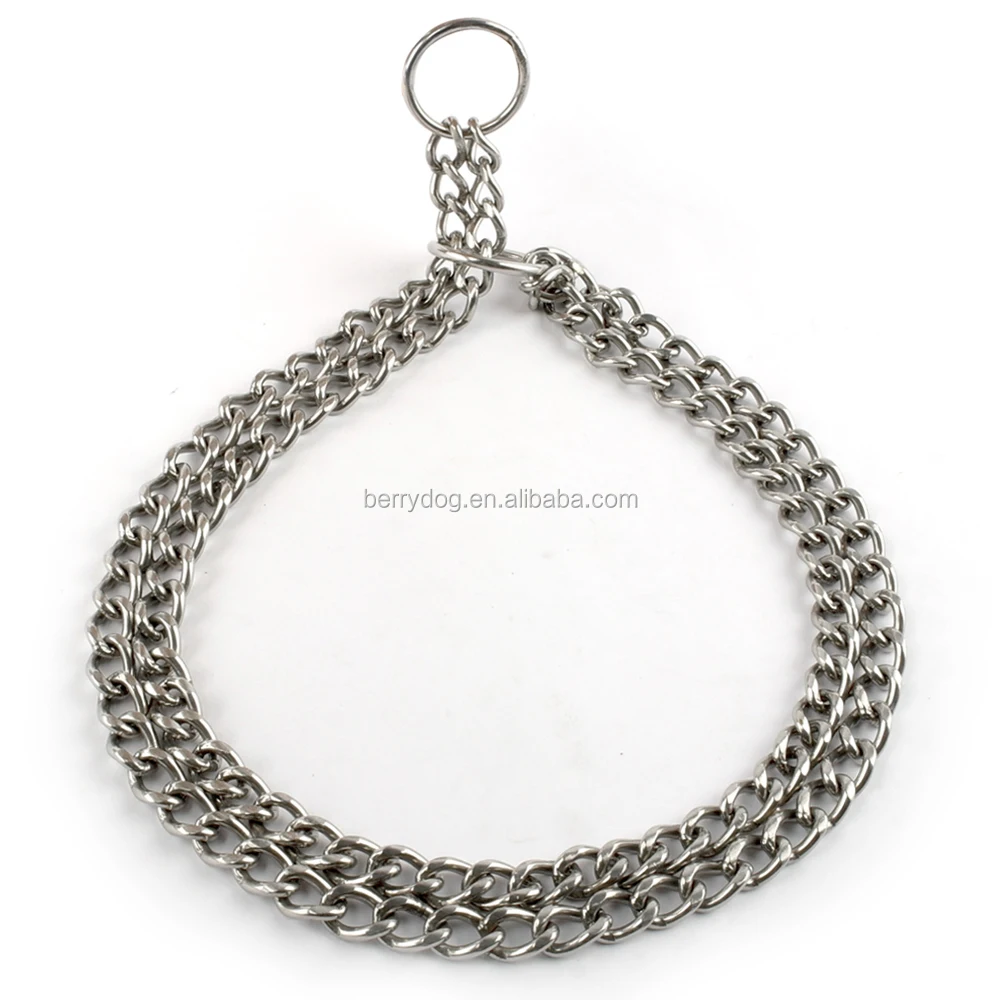 Yiwu Berry Heavy Duty Double Rows Link Loop Dog Collars Choke Chain