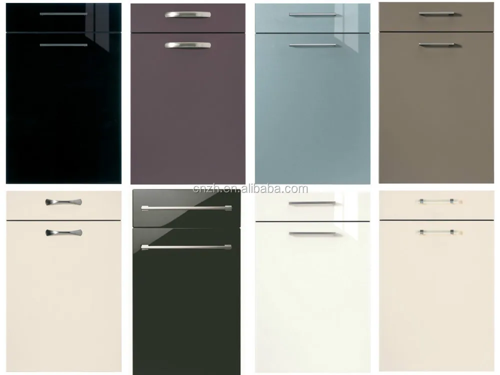 Hoogglans acryl spiegel afwerking grijze kleur keuken kast deuren ...