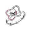 2019 new double heart rotating sterling silver ring S925 silver drop rubber heart winding opening ring wholesale