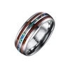 8mm Hawaiian Koa Wood Abalone Shell Tungsten Carbide Rings Wedding Bands for Men