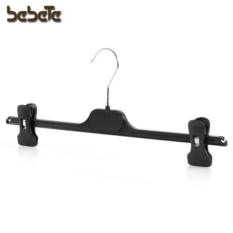 Pack Of 20 Black Plastic Clip Hangers Metal Hook,Pants,Skirt Coat