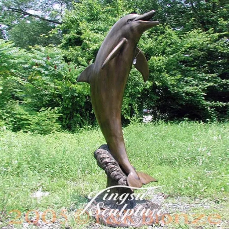 outdoor concrete dolphin statues